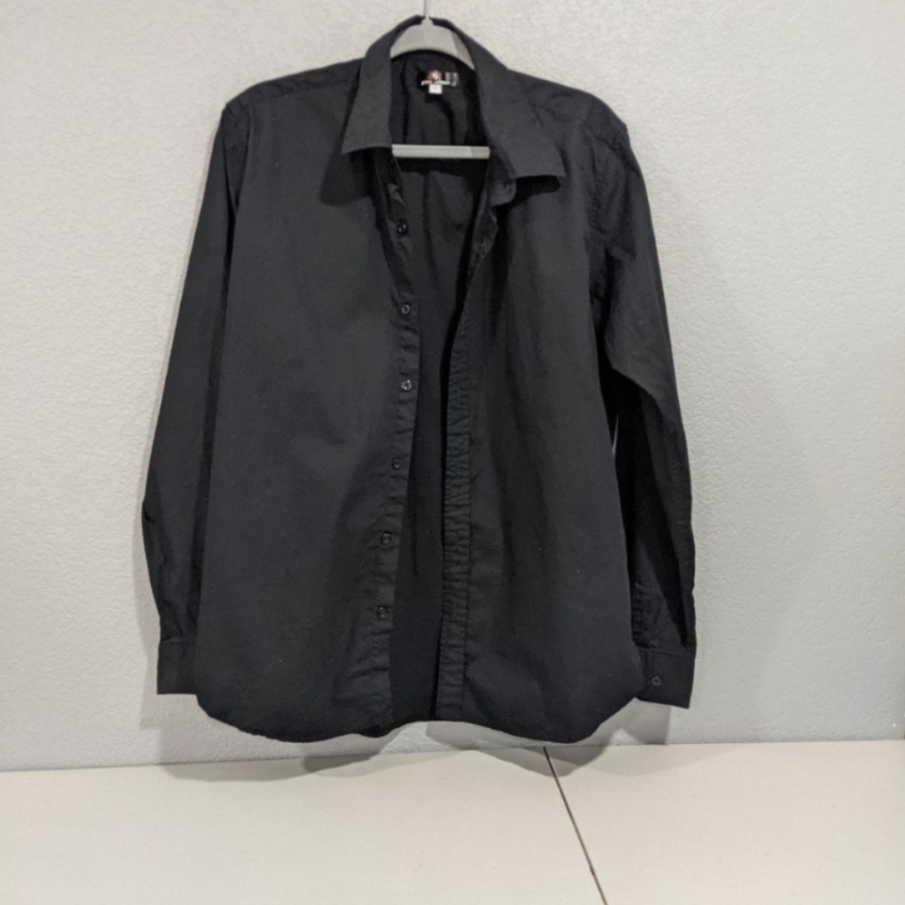 Men's Businesscasual Black Shirt Party Goth Punk Academia Preppy Geek Office